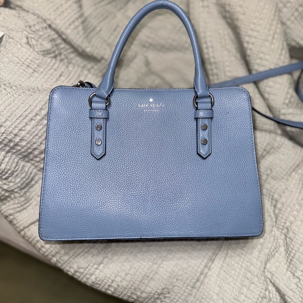 Blue Kate Spade cross-body tote